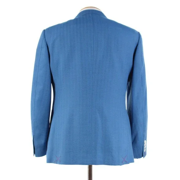 Cardinal of Canada NWT Wool / Silk Sport Coat Size 40S US In Blue Herringbone